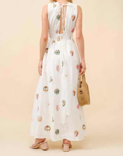 Seashell Embroidered Maxi Dress