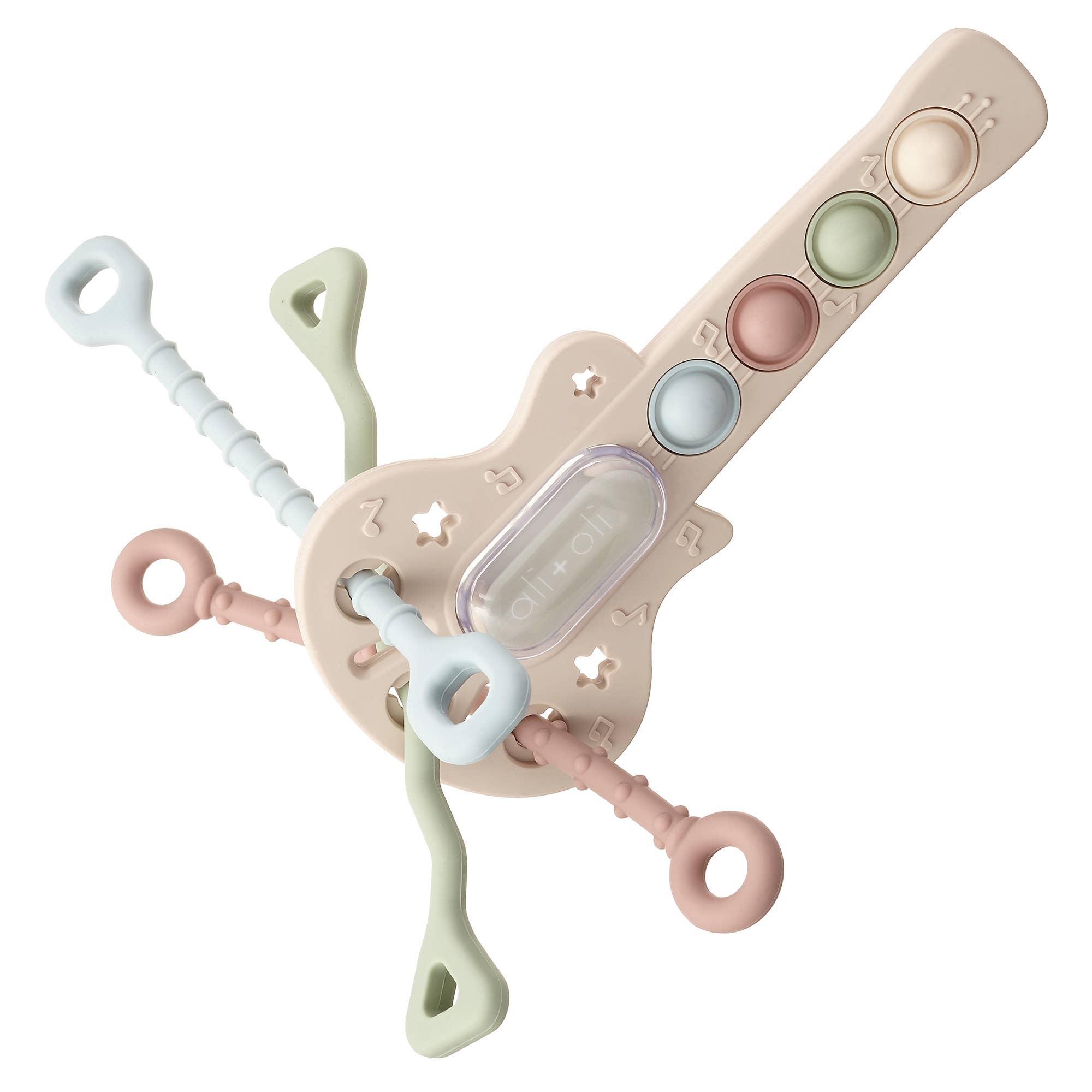 Guitar-Shaped Sensory Pull &amp; Teether Activity Toy
