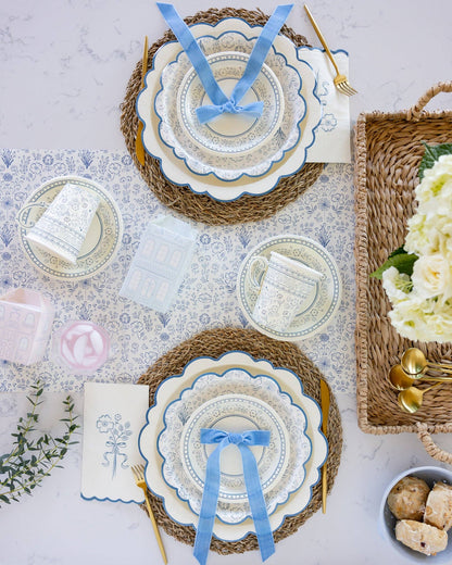 Pembroke Cream with Blue Edge Paper Plate