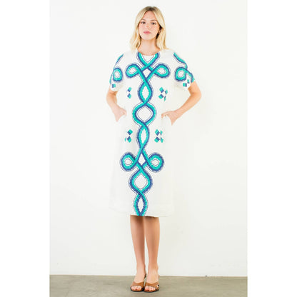Short Sleeve Embroidered Dress