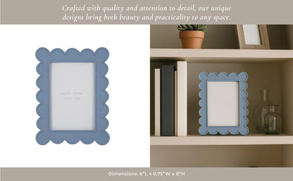 Photo Frame - Blue Resin/Glass Scallop Edge, 4x6 in.