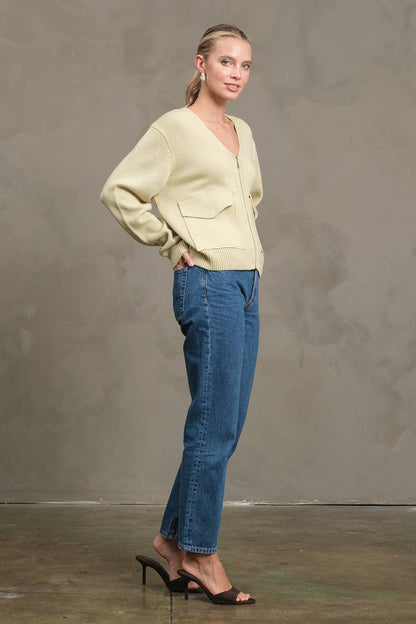 Utility Pocket Knit Zip-Up Cardigan