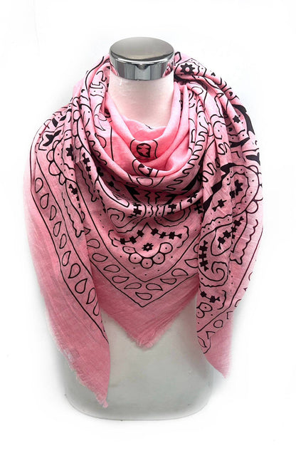 Large Square Scarf with Bandana Pattern