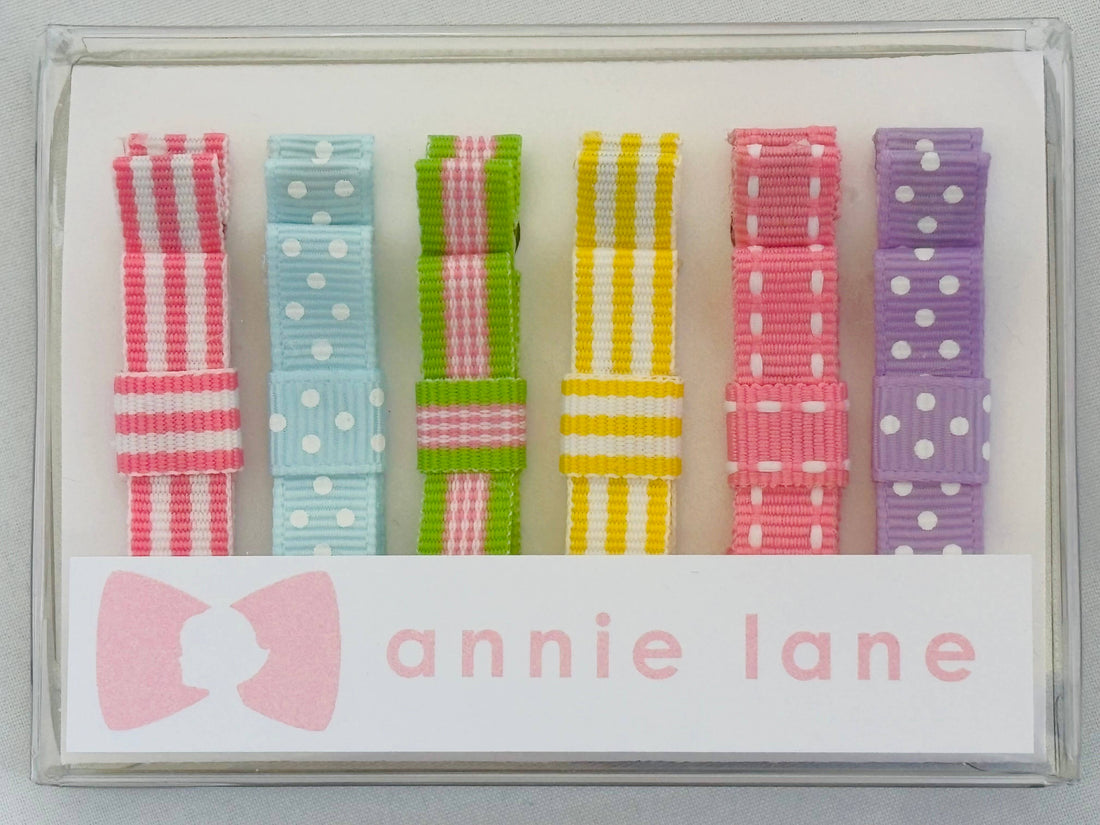 Pastel Classic Grosgrain Hair Bows - Set of Six
