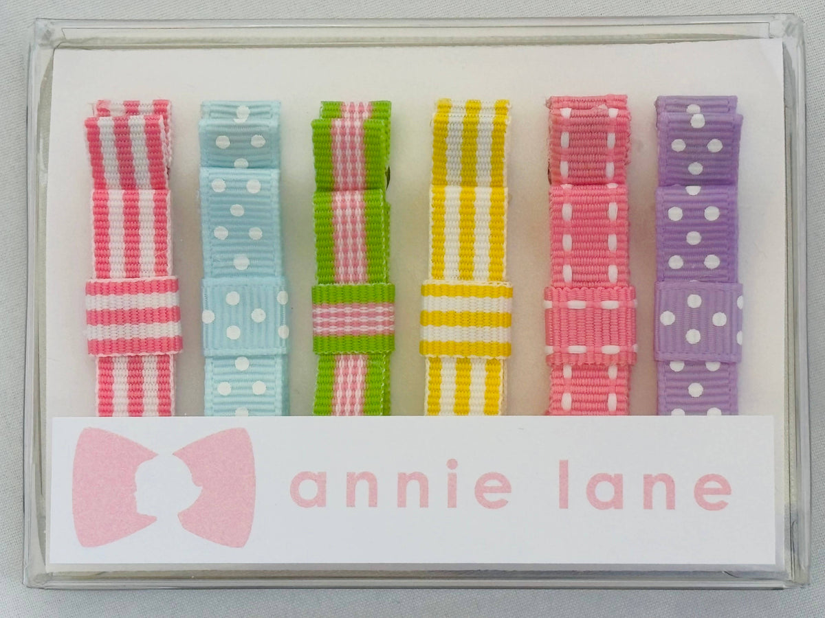 Pastel Classic Grosgrain Hair Bows - Set of Six