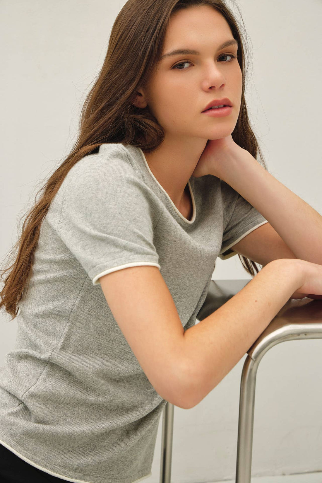Layered Look Essential Short Sleeve Sweater Top