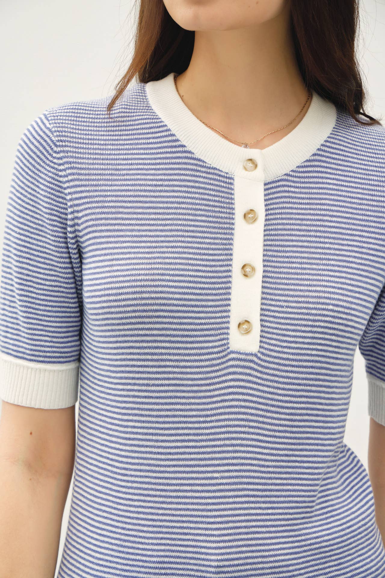 Striped Henley Sweater Top