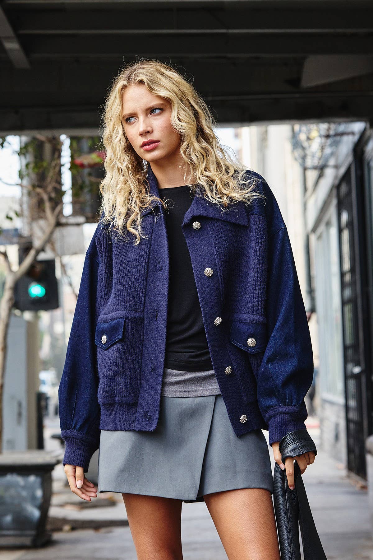 Denim Knit Combi Jacket