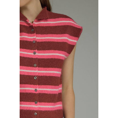 New Stripe Cap Sleeve Top