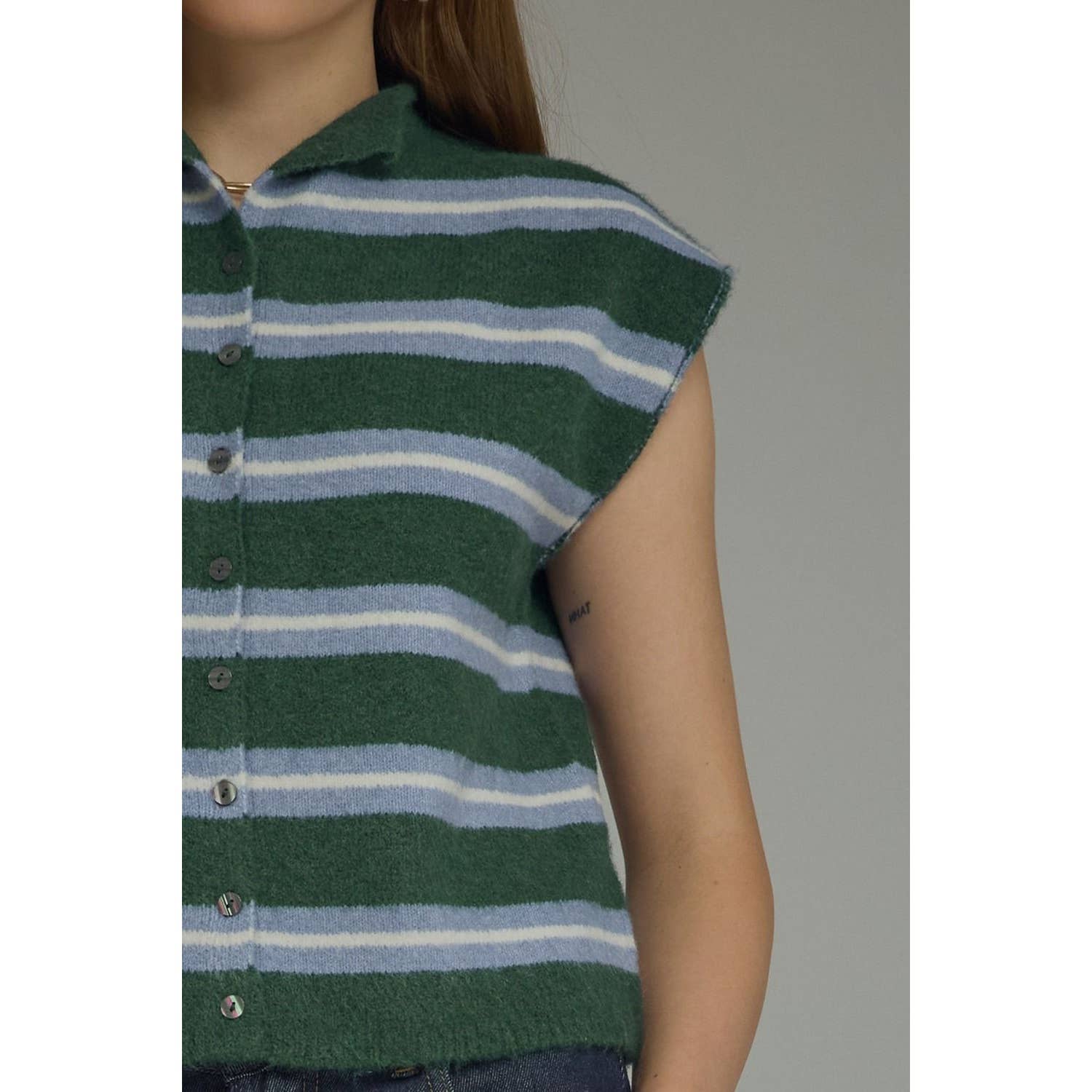New Stripe Cap Sleeve Top