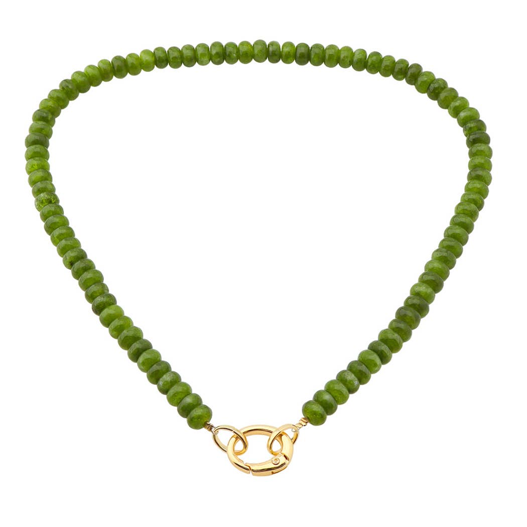Carabiner Clip Stone Beaded Necklace
