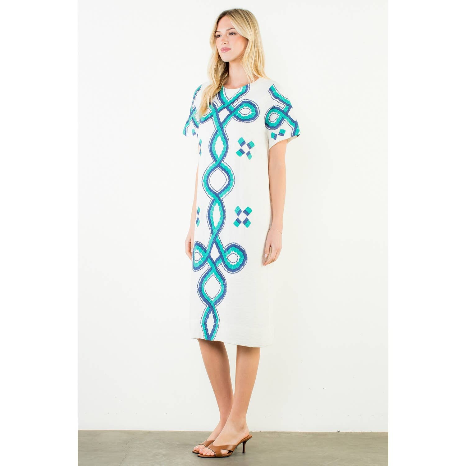 Short Sleeve Embroidered Dress