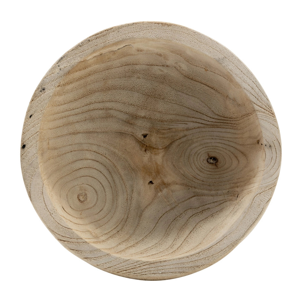 Bowl - Brown Paulownia Wood with Pedestal Base