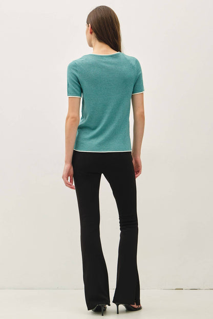 Layered Look Essential Short Sleeve Sweater Top