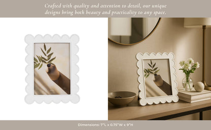 Decorative Scalloped Edge White Photo Frame