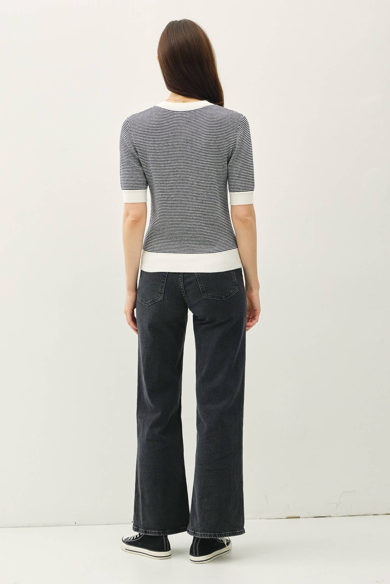 Striped Henley Sweater Top