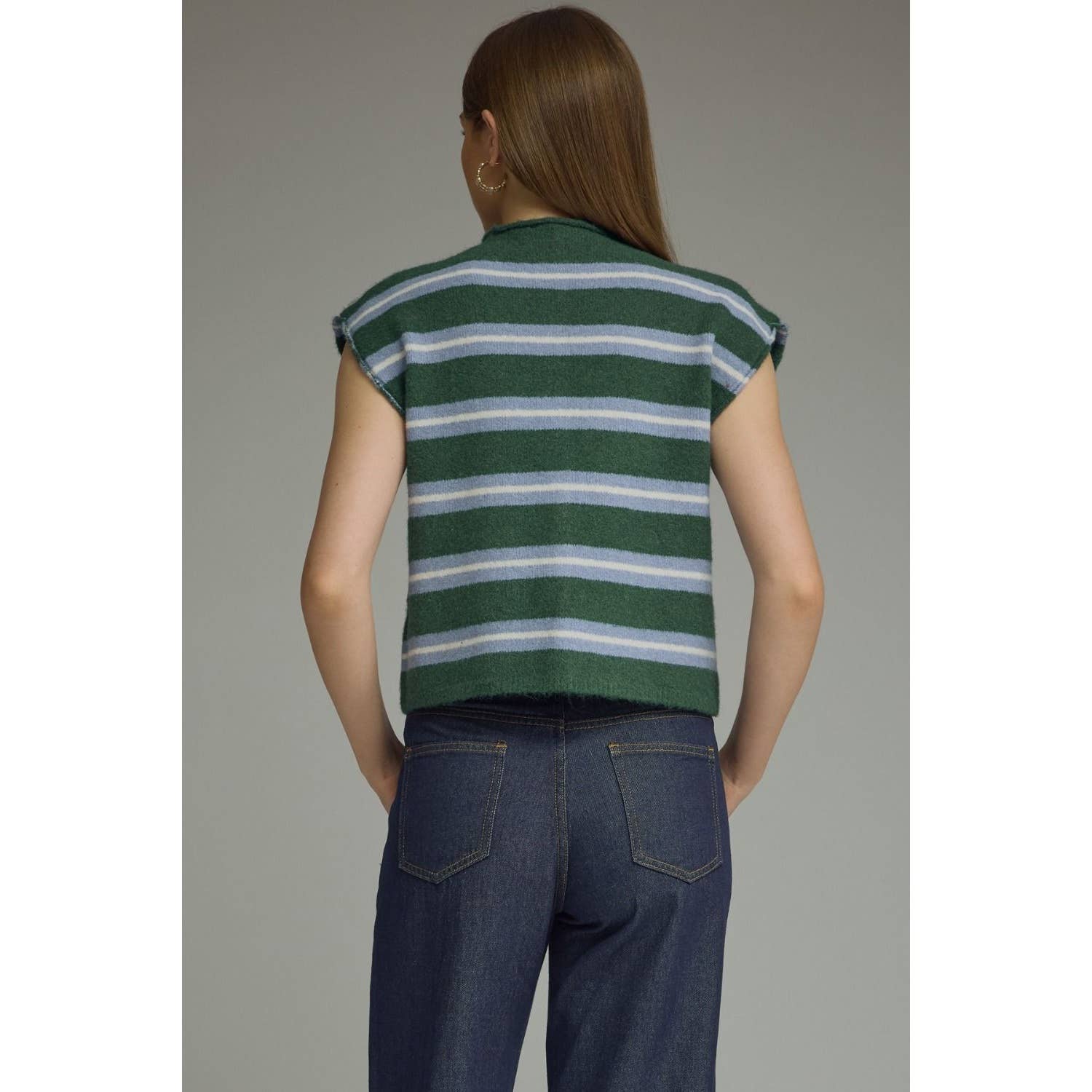 New Stripe Cap Sleeve Top