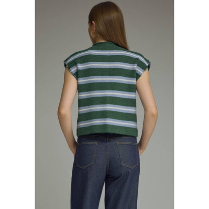 New Stripe Cap Sleeve Top