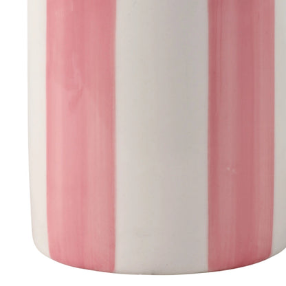 Pencil Cup - Pink/Ivory Ceramic Decorative Striped