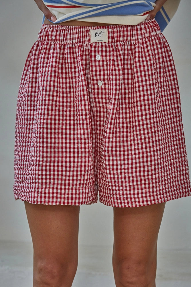 Woven Polyester Gingham Print Gingham Shorts