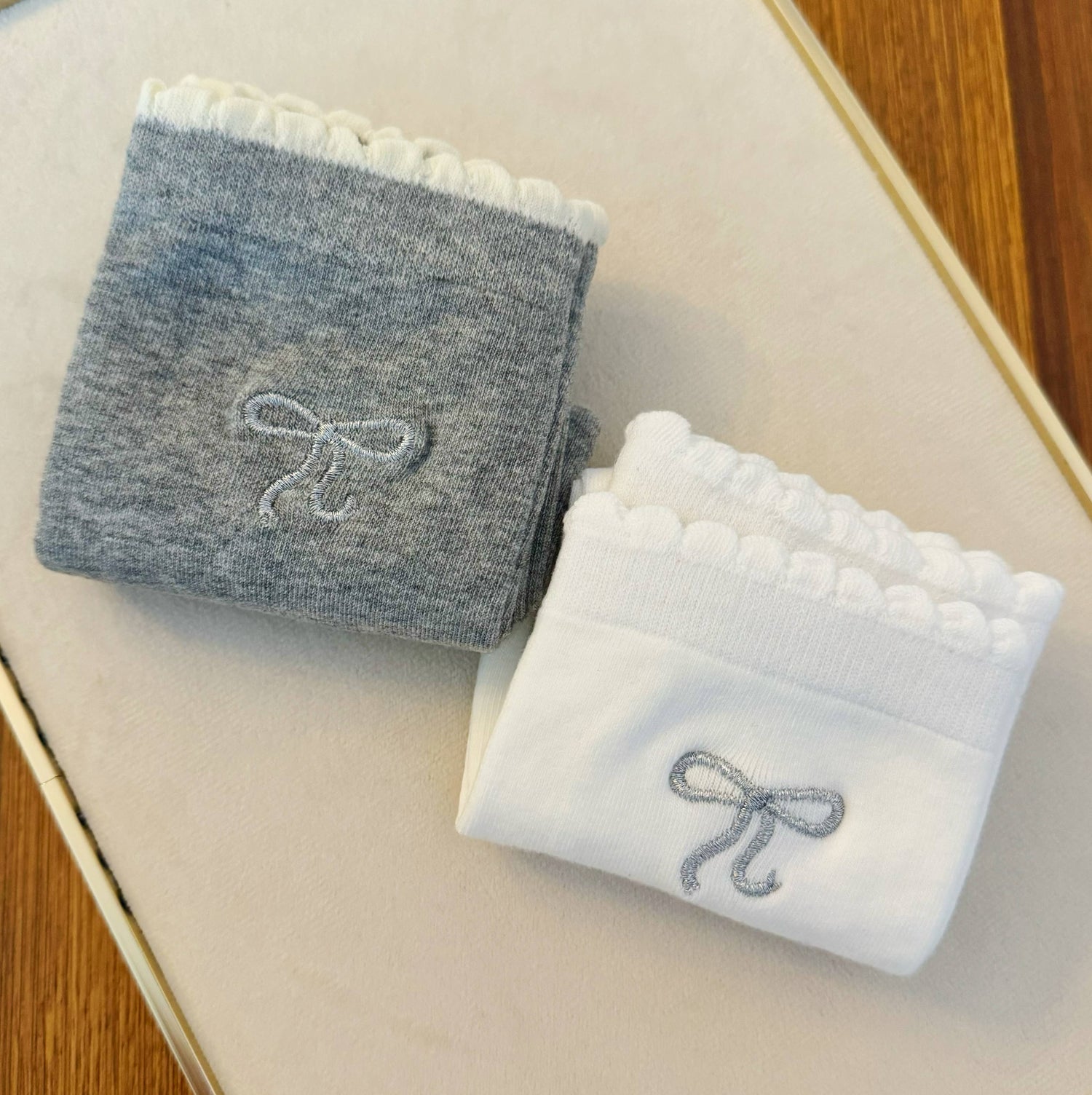 Embroidered Bow Socks