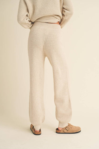 Waffle Pattern Sweater Jogger Pants