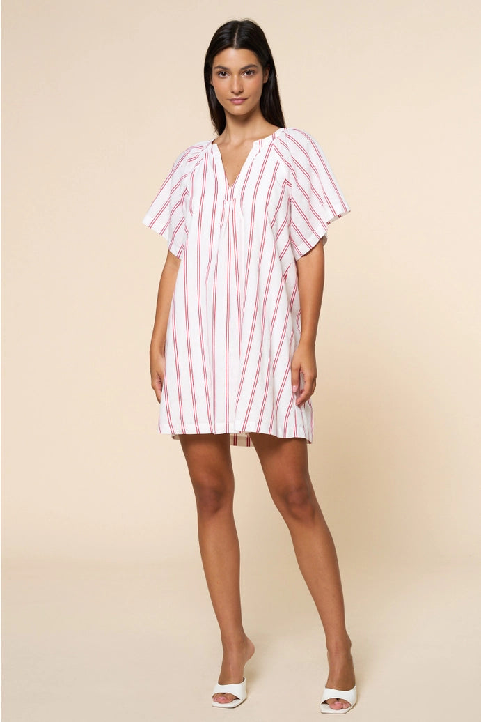 Striped Deep V-Neck Dress