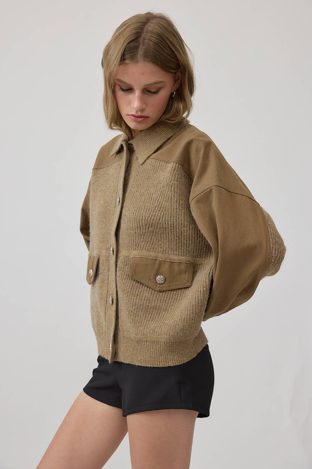 Denim Knit Combi Jacket