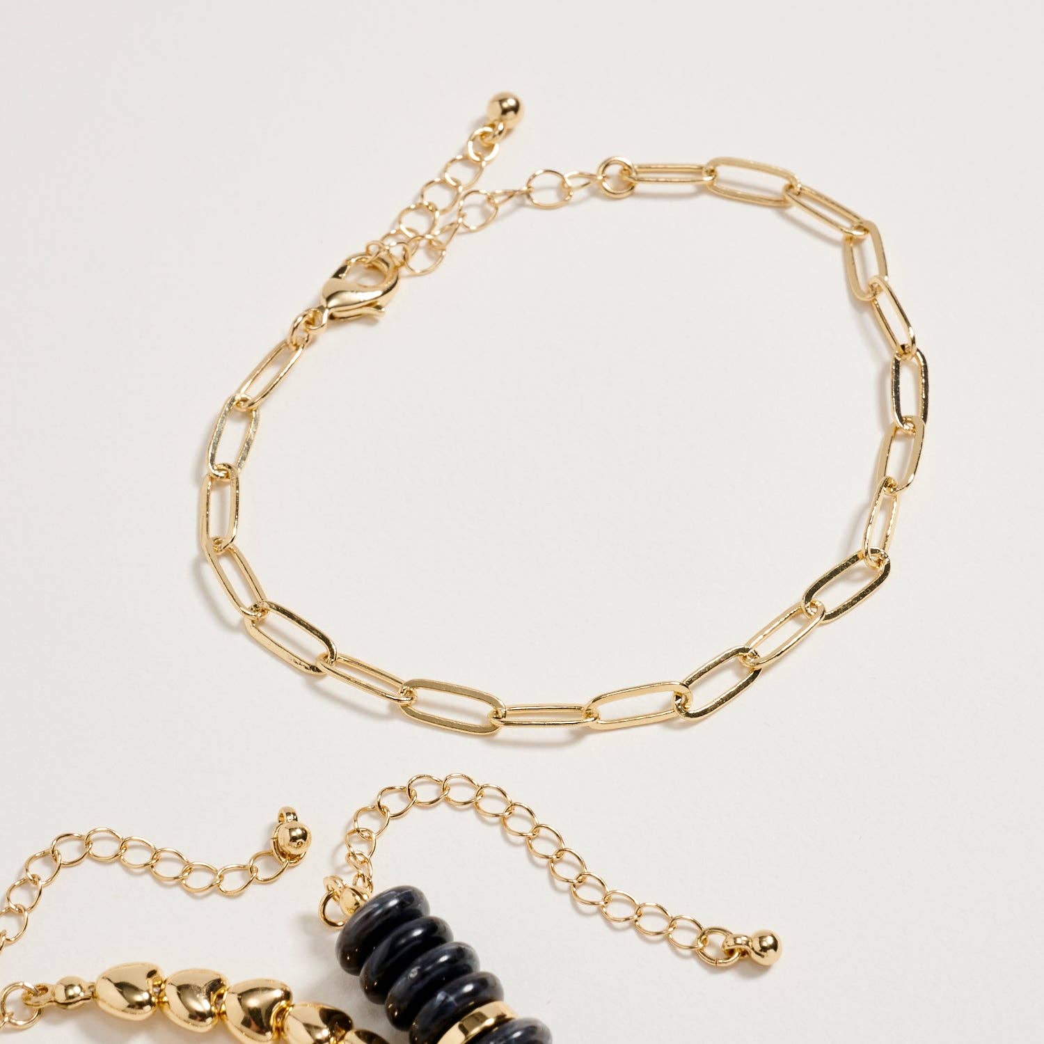 Gold Heart Charm Beaded Bracelet Set