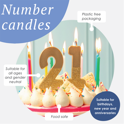 We Heart Birthdays Gold Glitter Number Candle Starter Kit