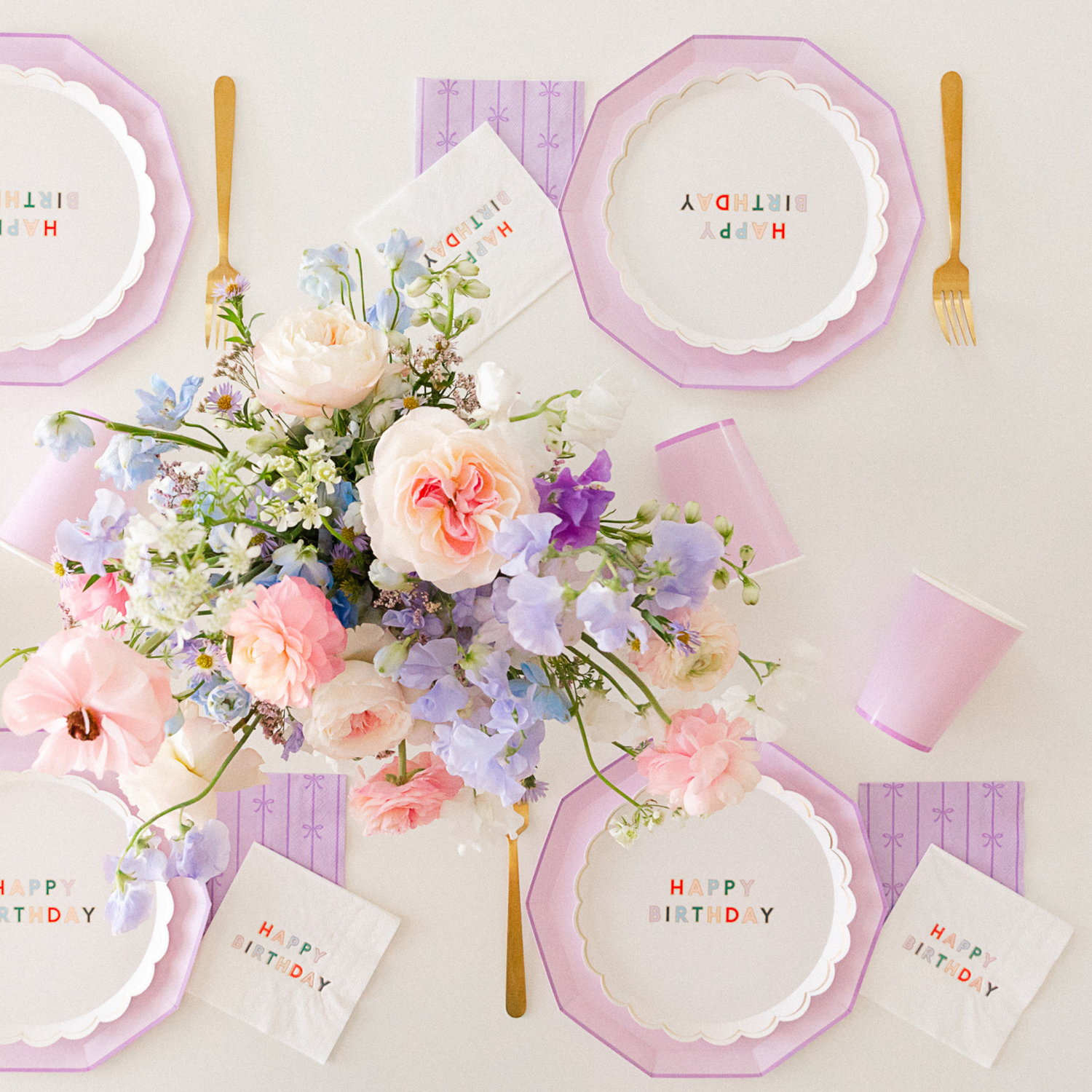 Blanc White Signature Happy Birthday Cocktail Napkins