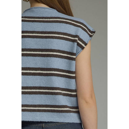 New Stripe Cap Sleeve Top