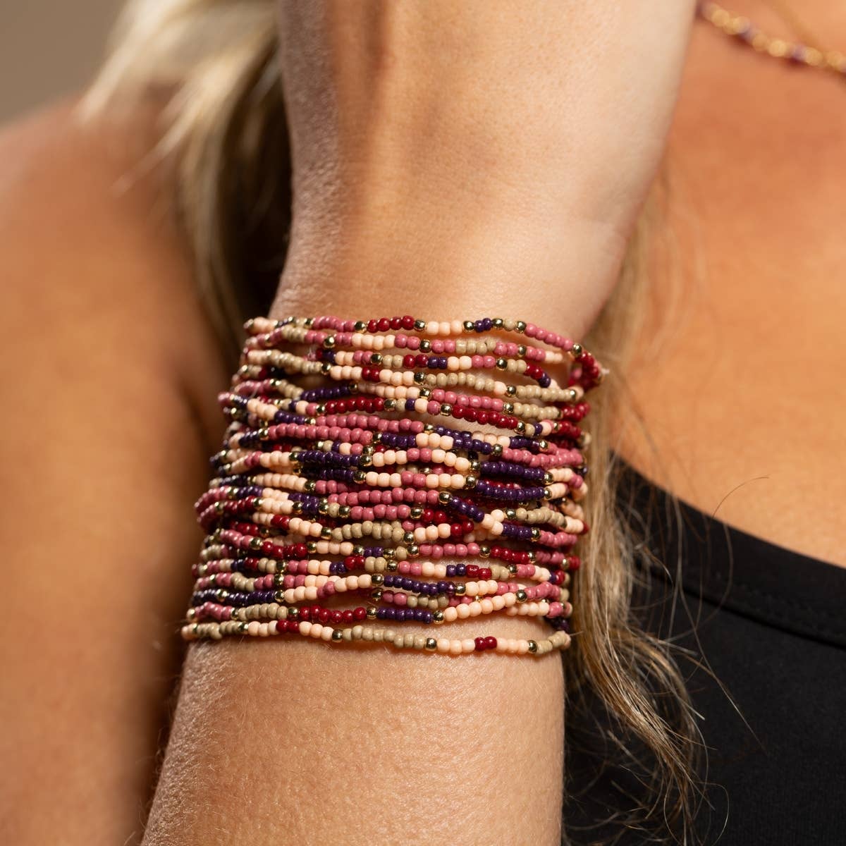 Assorted 2mm Stretch Seed Bead Bracelets