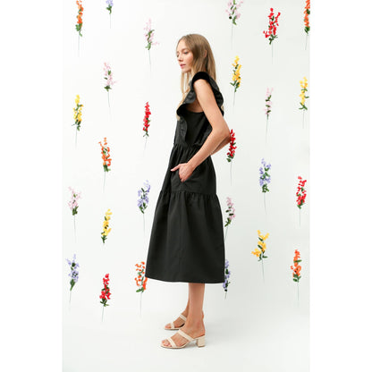Ruffle Sleeve Tiered Midi Dress