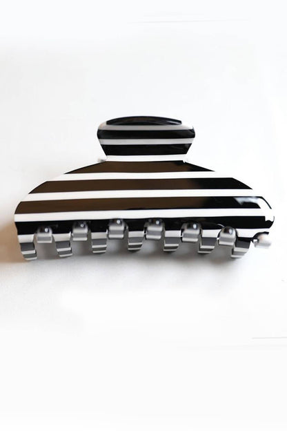 Jumbo Stripe Plaid Oval Hair Claw Clips