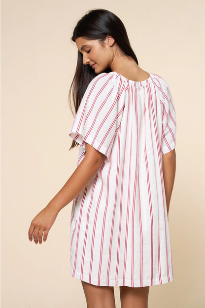 Striped Deep V-Neck Dress