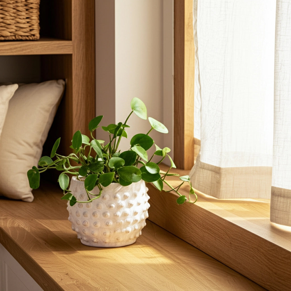 Planter - White Terracotta Round Bubble Rough Finish