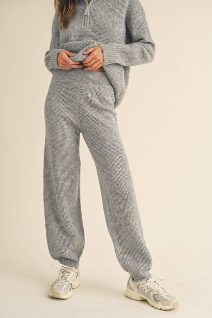 Waffle Pattern Sweater Jogger Pants