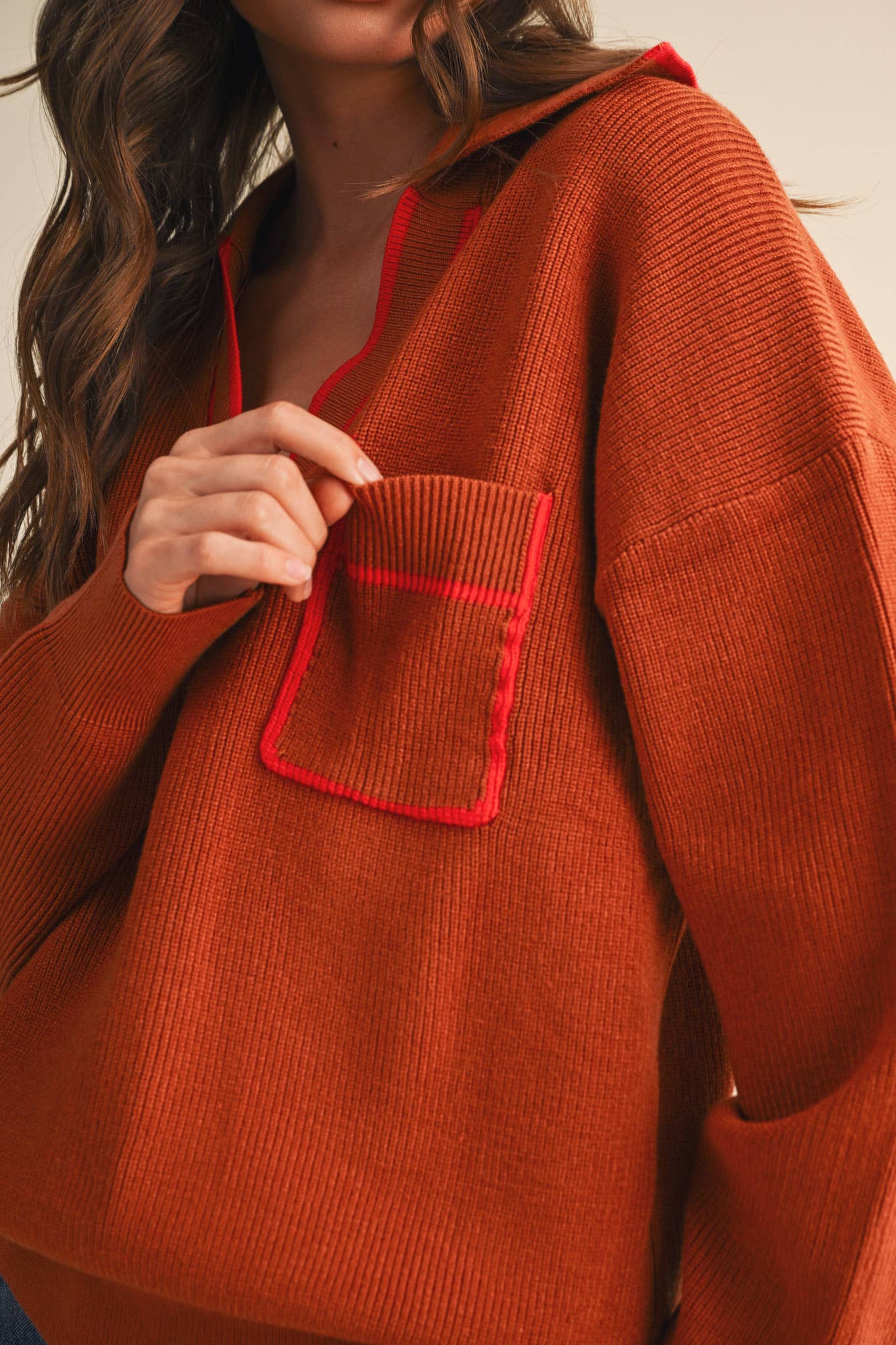 Ribbed Collared Pullover Sweater