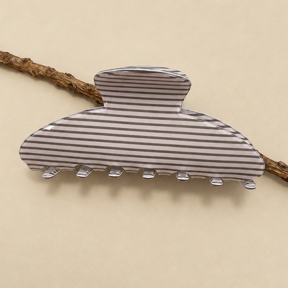 Jumbo Stripe Plaid Oval Hair Claw Clips