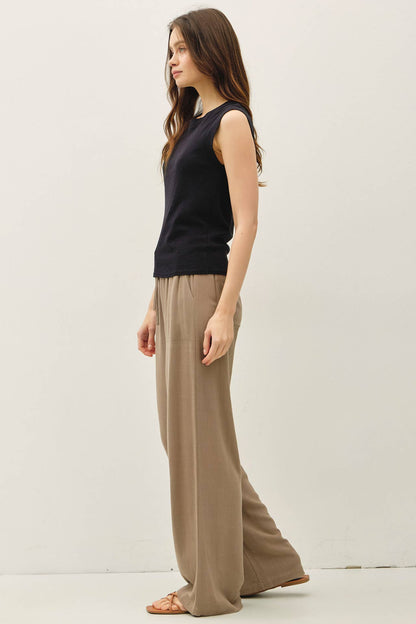 Basic Solid Cotton Crew Neck Cap Sleeve Tank Top