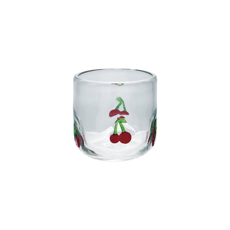 Drinking Glass with Embedded Cherries