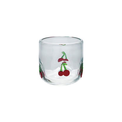 Drinking Glass with Embedded Cherries