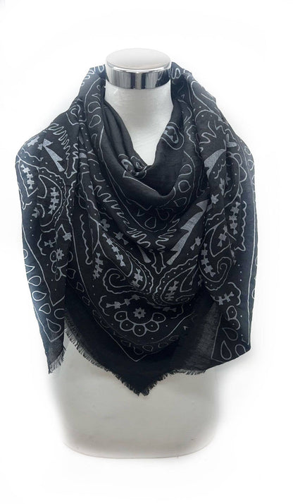 Large Square Scarf with Bandana Pattern