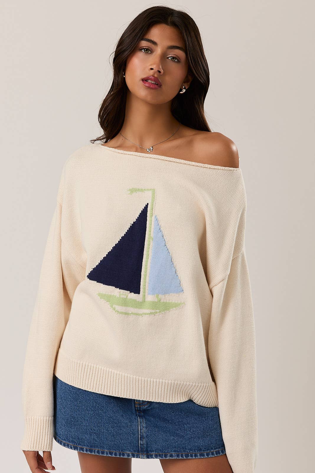 Boat Neck Sweater Top