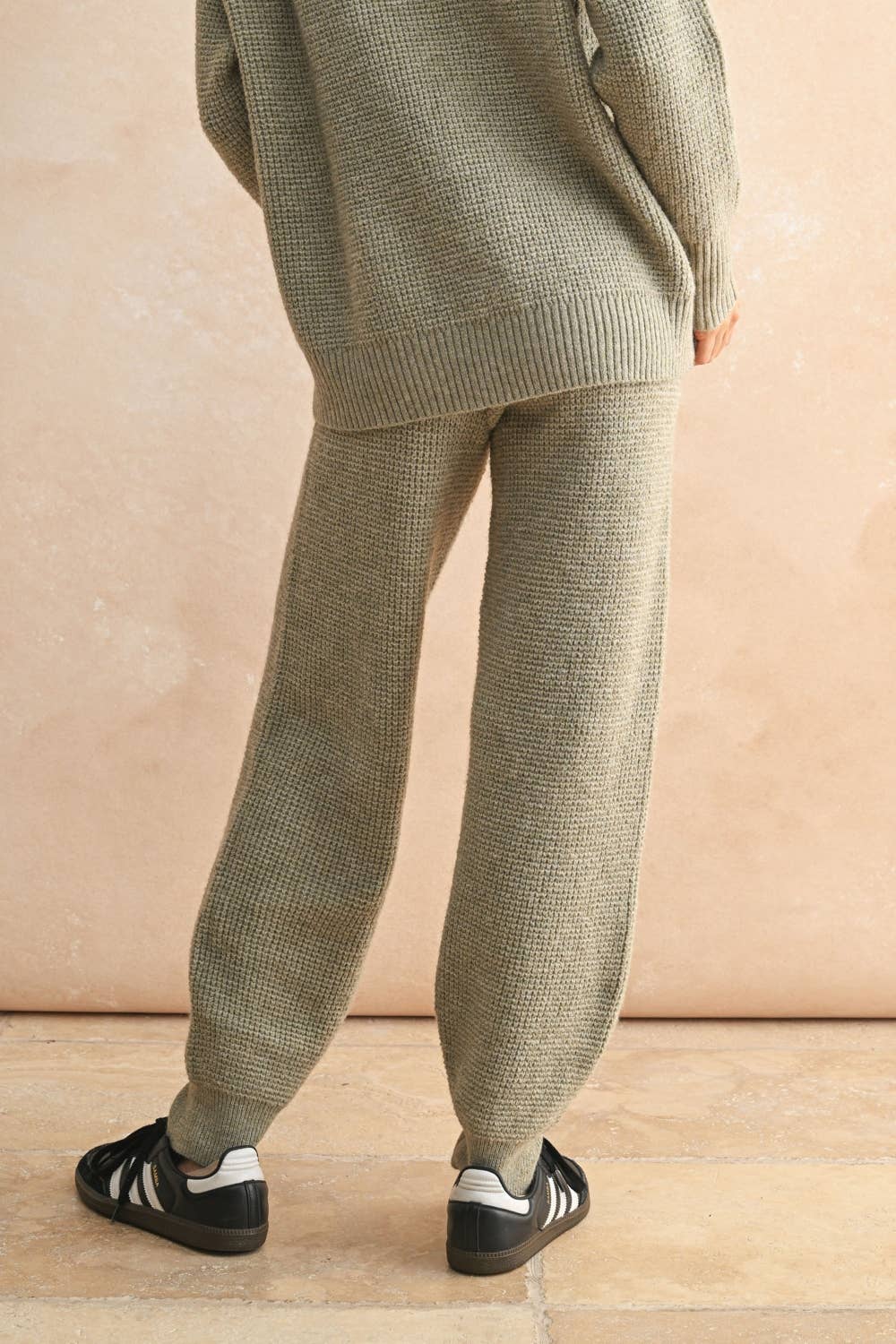 Waffle Pattern Sweater Jogger Pants