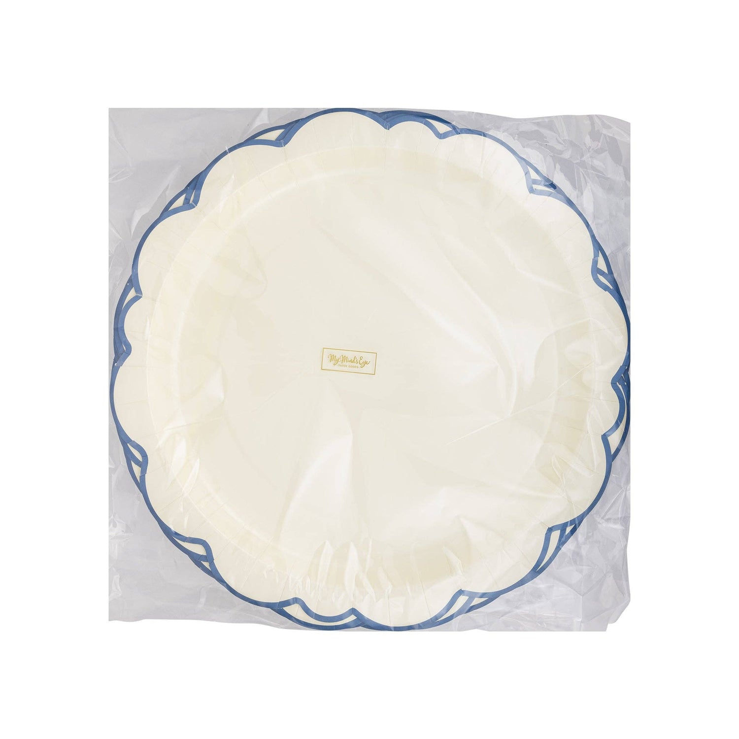 Pembroke Cream with Blue Edge Paper Plate