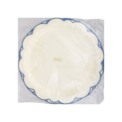 Pembroke Cream with Blue Edge Paper Plate