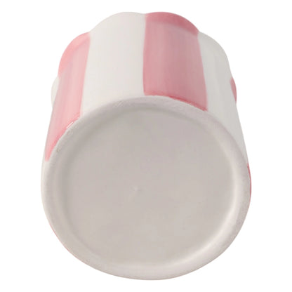 Pencil Cup - Pink/Ivory Ceramic Decorative Striped