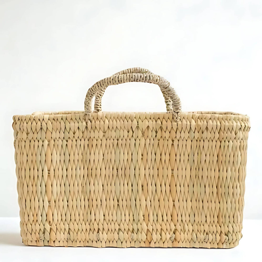 Handwoven Reed Basket Storage Bin Boho Nursery Decor